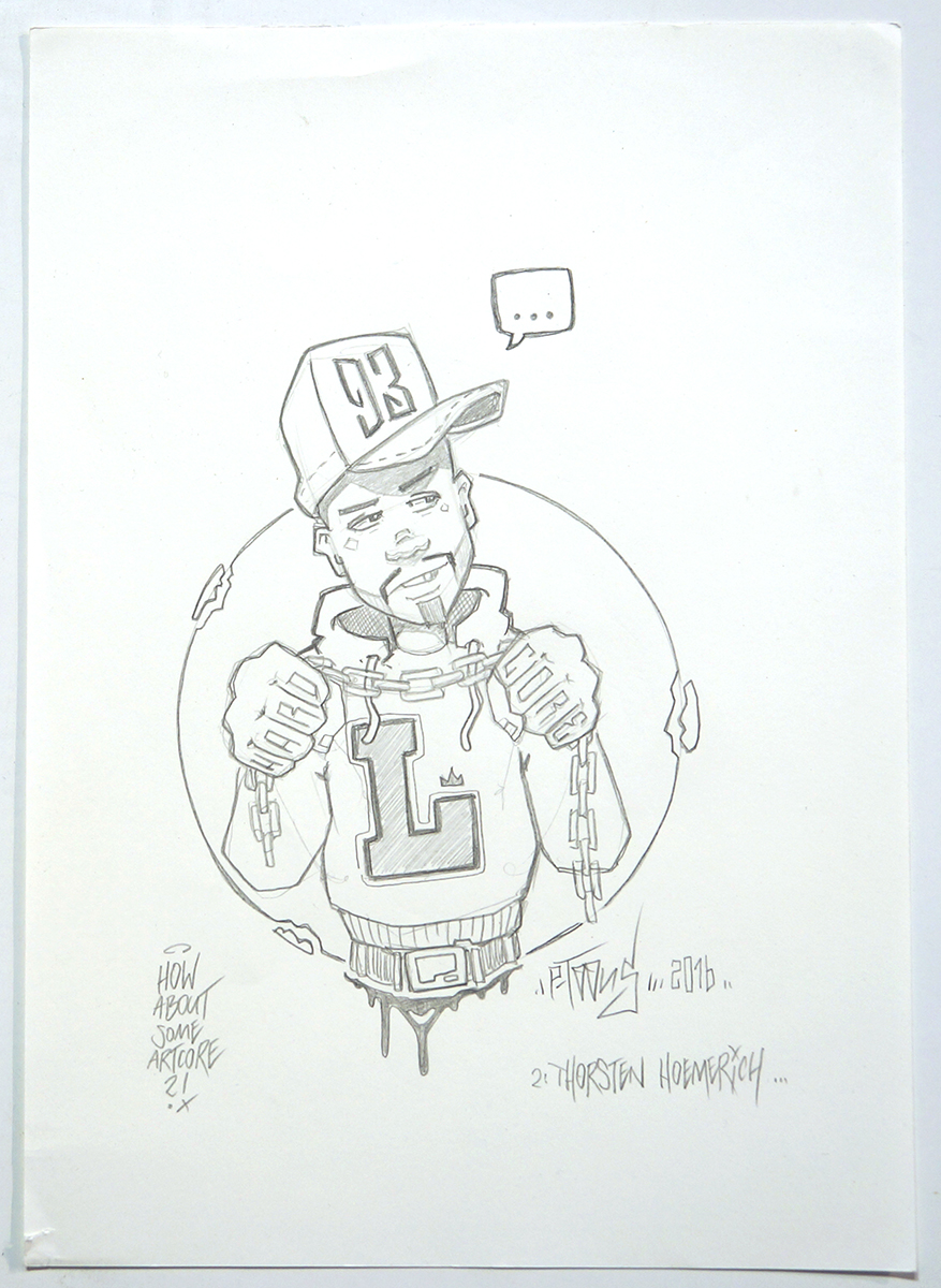 p-toons: "L93"  - pencil drawing on paper, signed, 2016