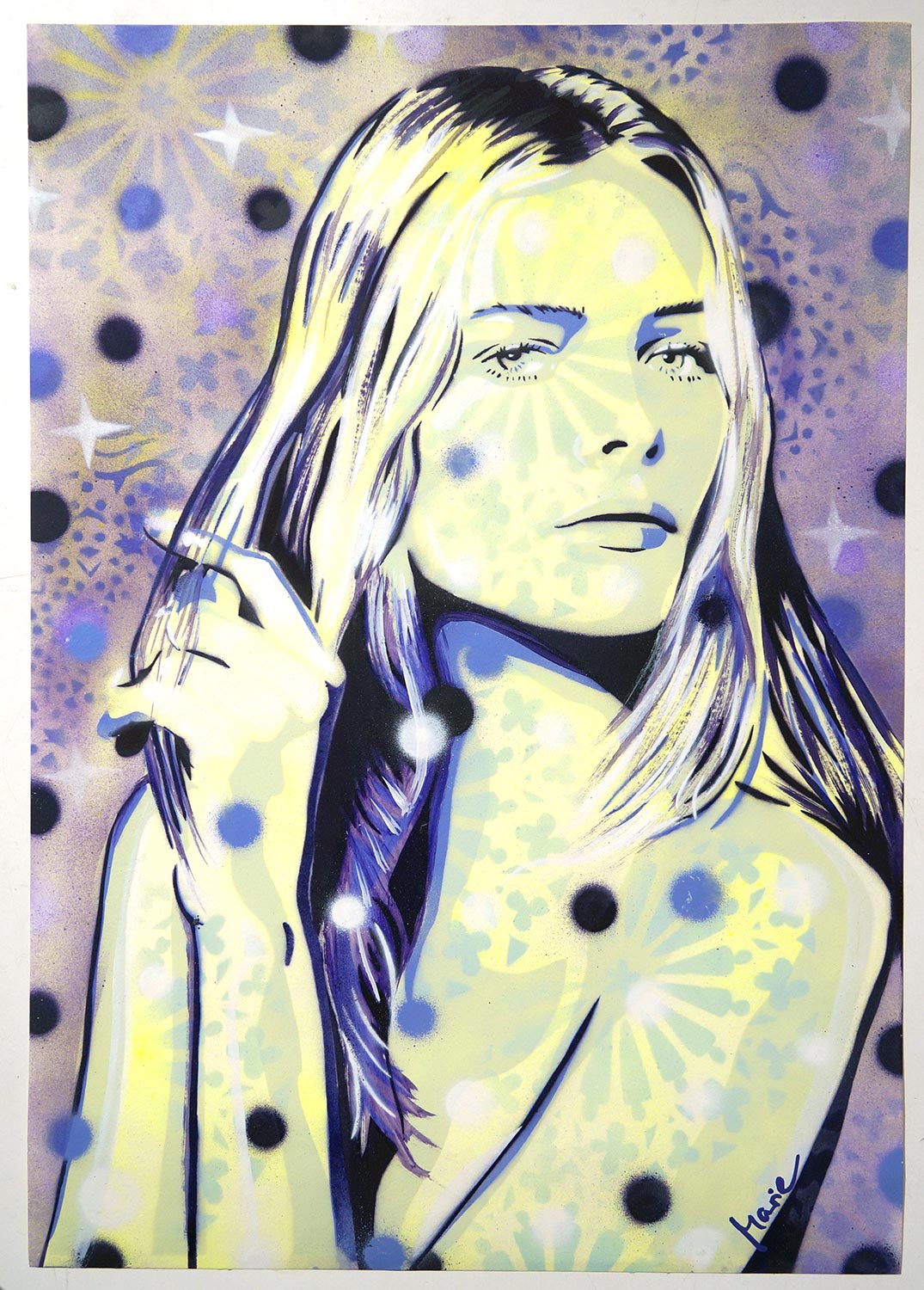 Mariestyle: "Starry Edita"  - spraypaint stencil on paper  - SALZIGBerlin