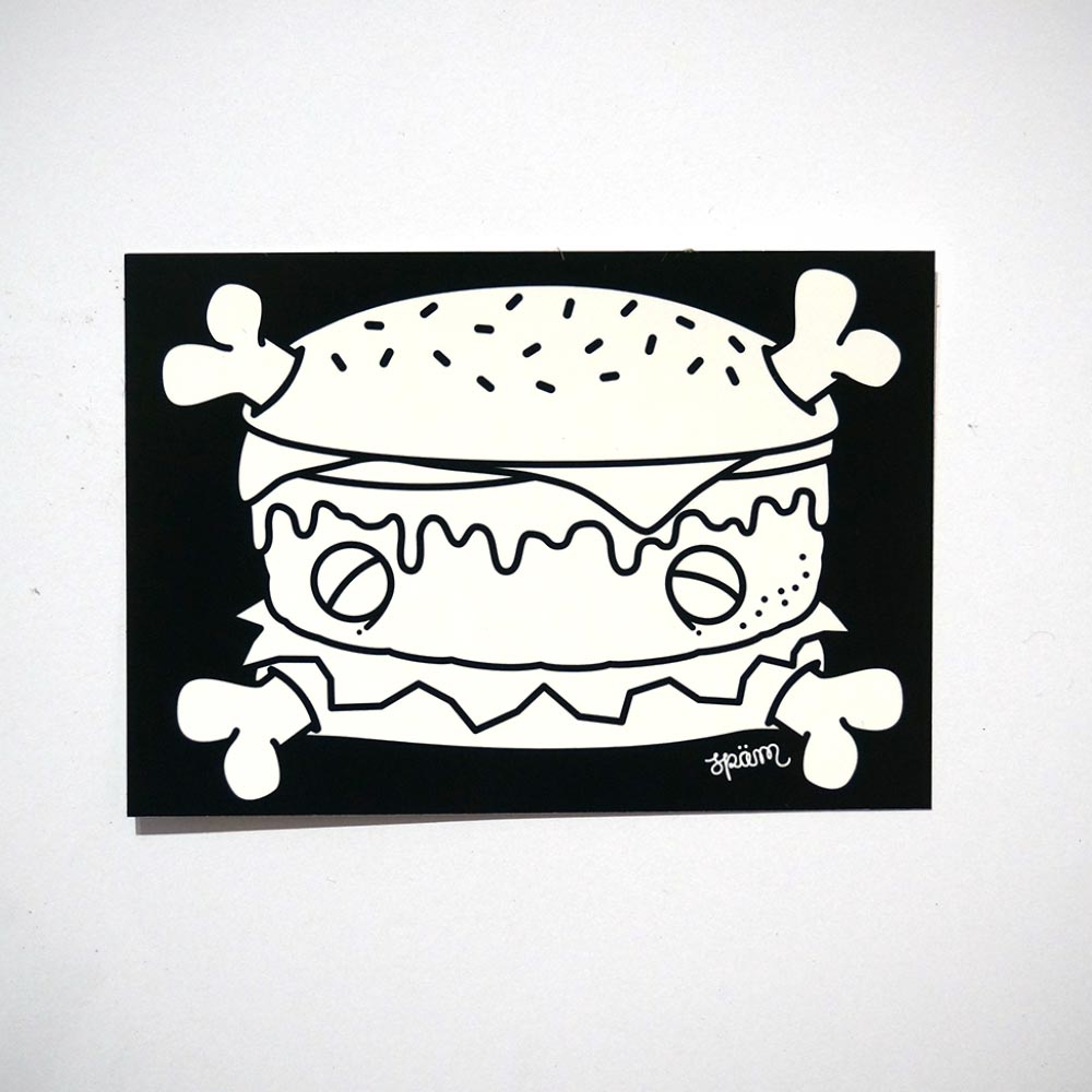 Späm: "Burger - Black and White" Sticker  - ca. 10,5 x 7 cm