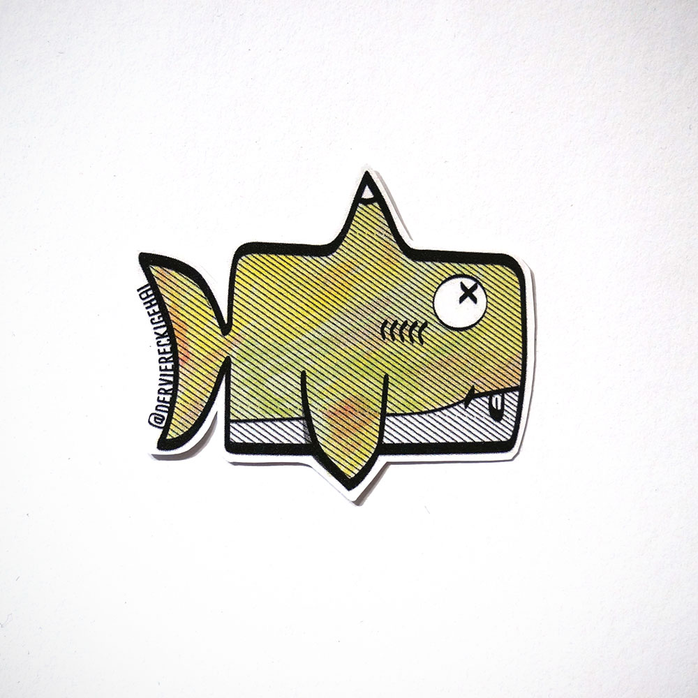 Der viereckige Hai: Greenish - Sticker at SALZIG Berlin