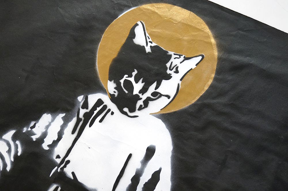 Lembo: "Holy Cat"  - Stencil Paste Up - SALZIGBerlin StreetartGallery