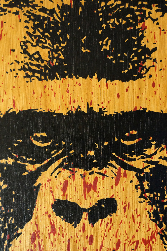 Ostfug: "Vandalart"  monkey face - mixed media on wood