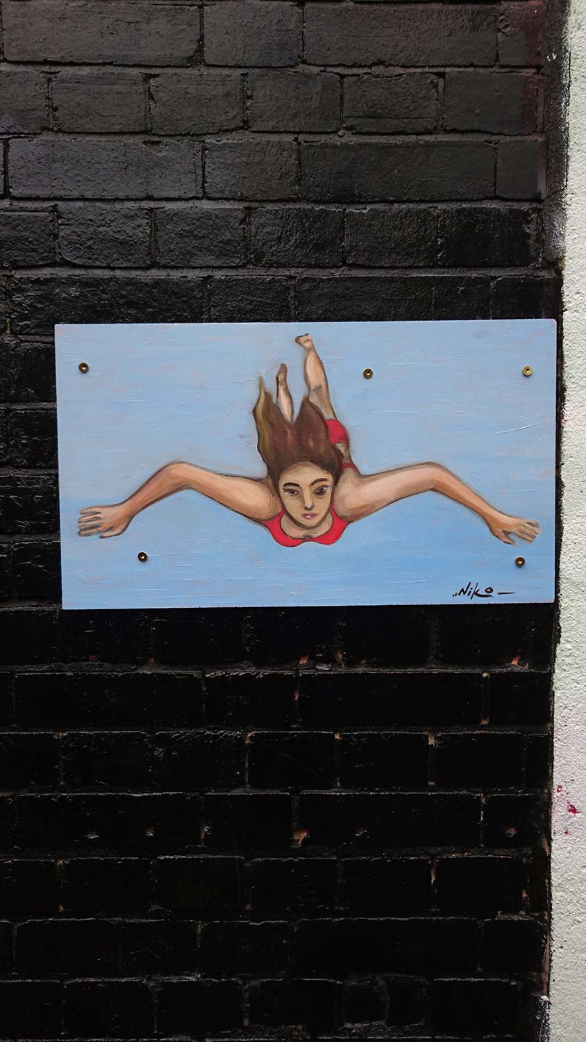 Niko Streetart: "Swimming / Flying" at BaconStreet - salzig berlin galerie