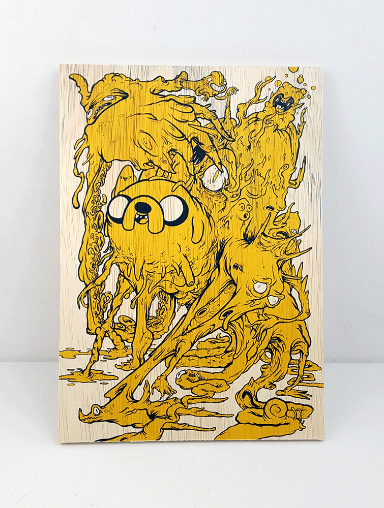 Glönn: "Jake the Dog"  - print on balsa plywood sheet - salzig berlin