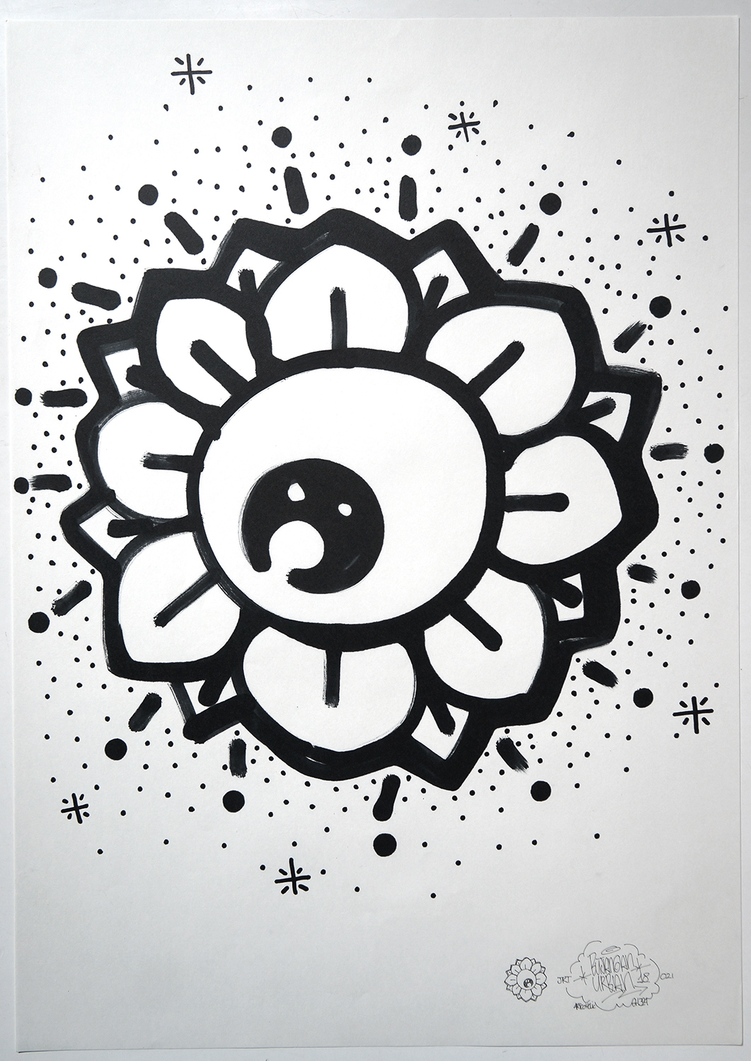 Bujangan Urban: "Flower - Dots" - Original  Artwork - signed, 2018