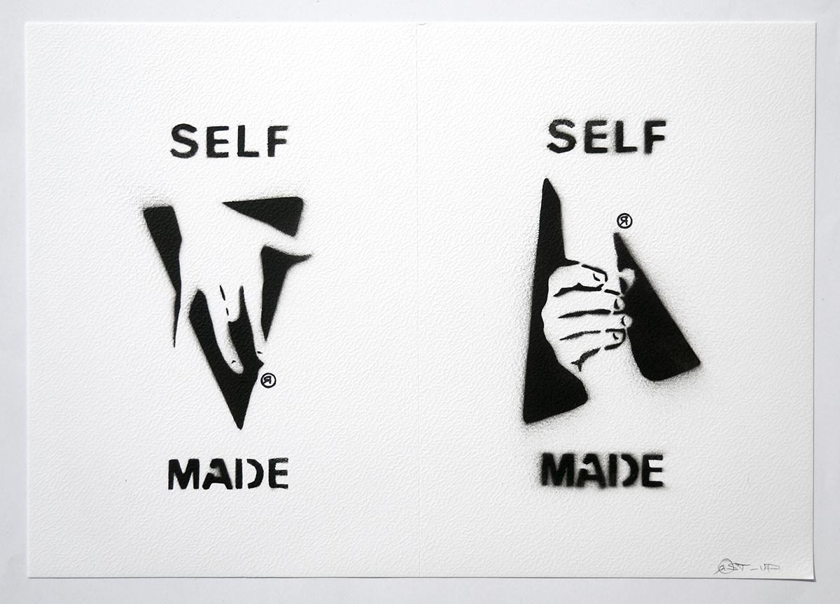 Ostap: "Selfmade -2 in 1 - White"  - Handmade Stencil - SALZIGBerlin