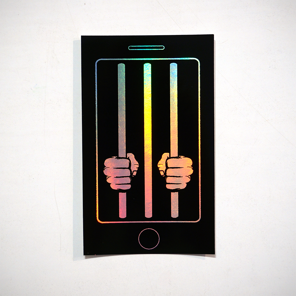 Unplugged: "Cell Phone" - Sticker  - Rainbow Metallic Glossy Effect