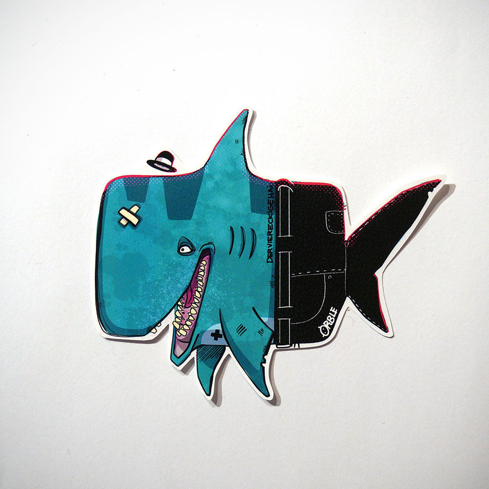 Der viereckige Hai & Orble -  Collab Sticker at SALZIG Berlin