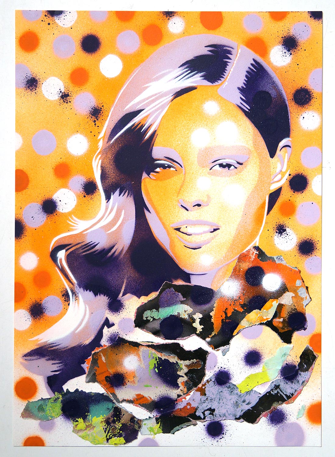 Mariestyle: "Flowery Cover Coco"  - spraypaint stencil on paper  - SALZIGBerlin