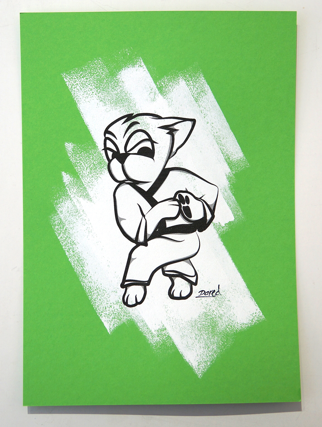 Dared: "Martial Art III"  - mixed media on green paper - available at SALZIG Berlin
