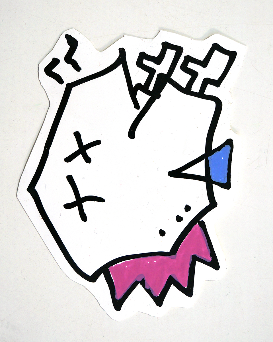 Deelorean: "Broiler Pink" - Handmade Sticker, 2018