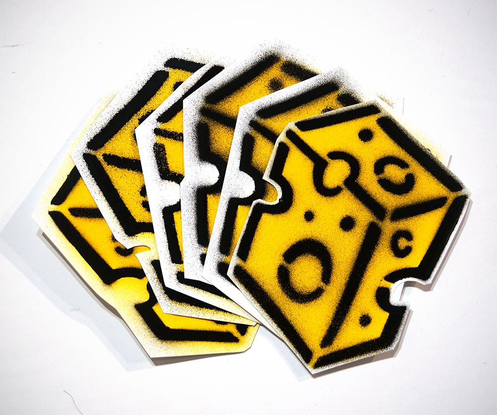 Cheez cube 2 - Stencil - Stickers