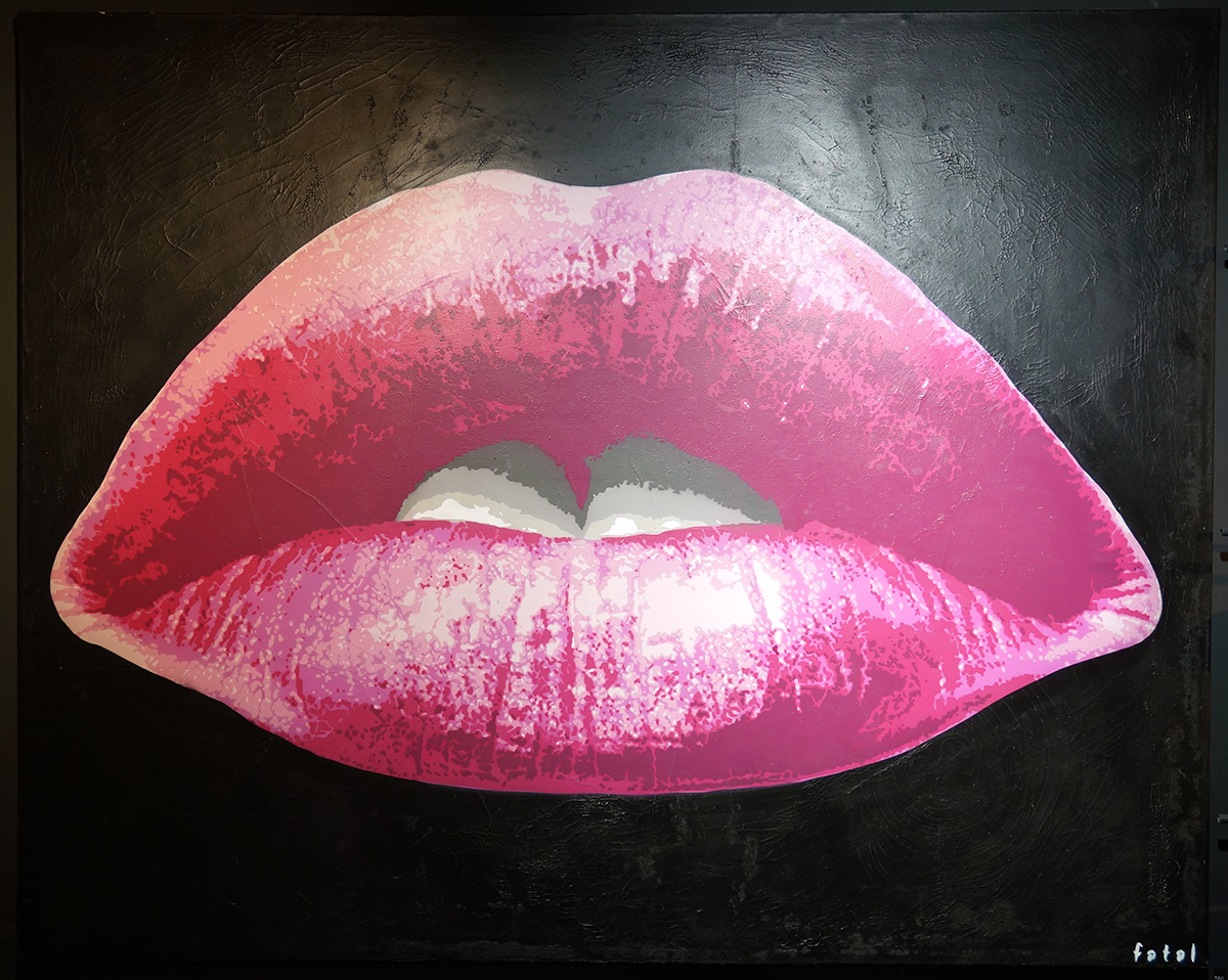 Fatal: "Lips"  - 15 layer stencil on canvas - signed - 200 x 250 cm
