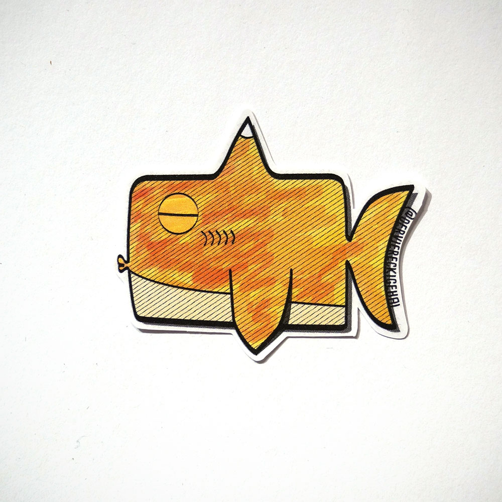 Der viereckige Hai: Orange - Sticker at SALZIG Berlin