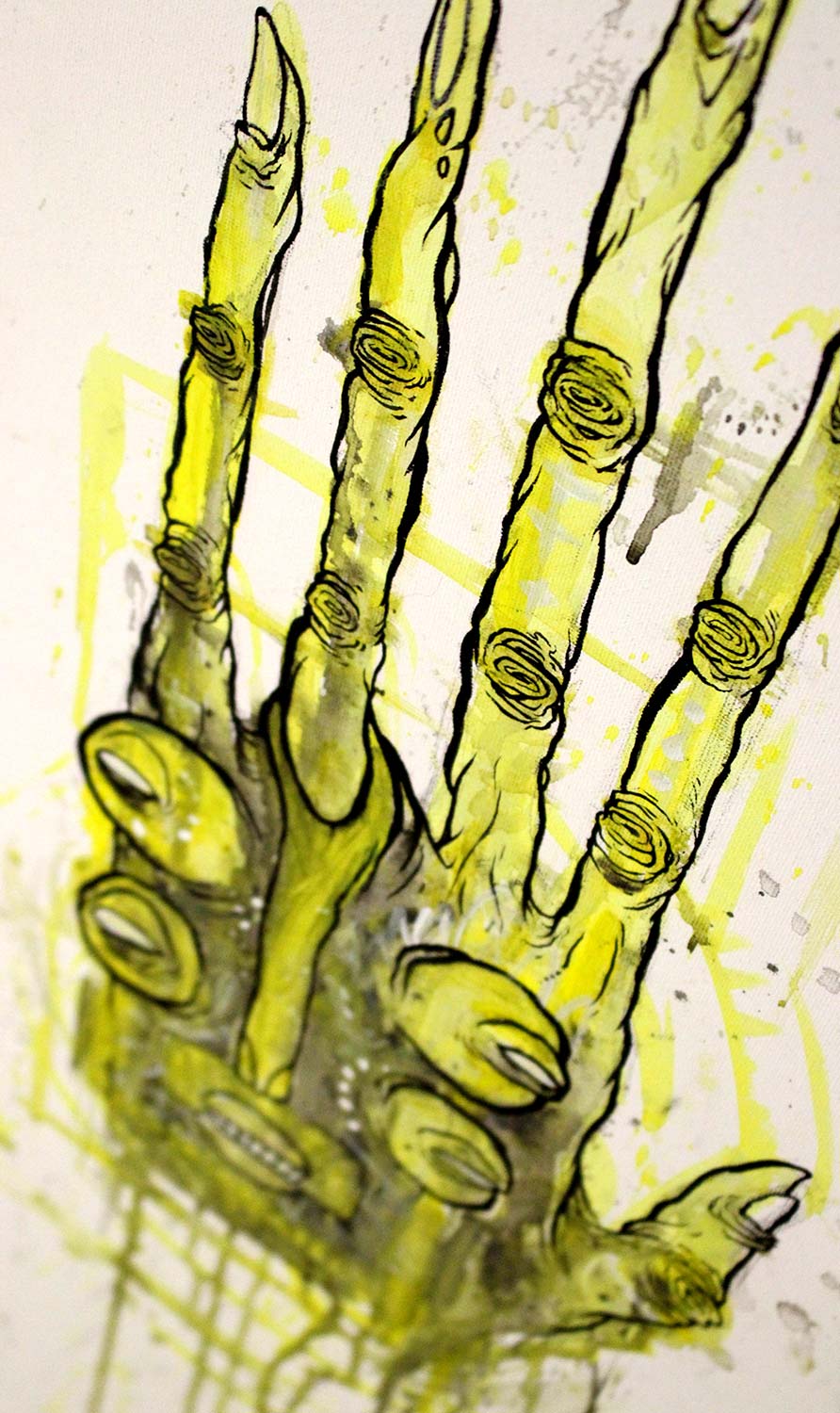 Glönn: "Hand"  - mixed media on canvas - salzigberlin