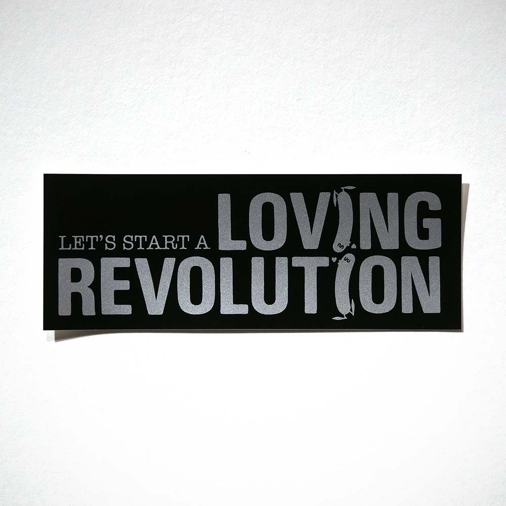 Dave the Chimp: "Let's Start A Loving Revolution - Silver" - Sticker - salzigberlin