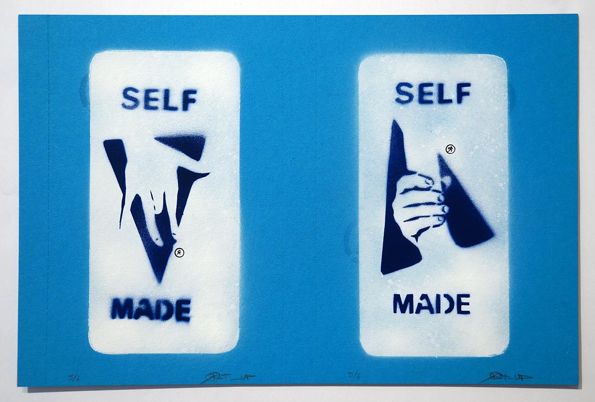 Ostap: "Selfmade -  2 in 1 - Blue"  - Handmade Stencil - SALZIG Berlin