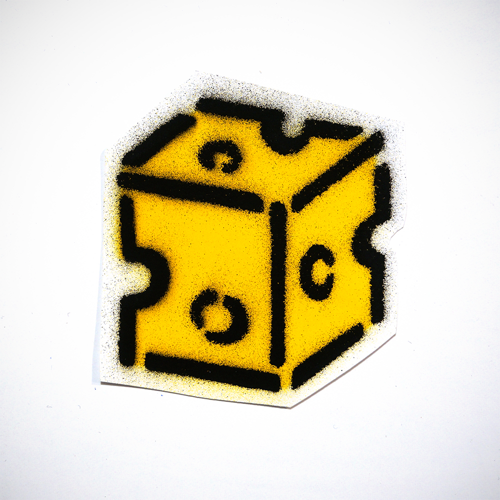 Cheez cube 1 - Stencil Sticker Handcut