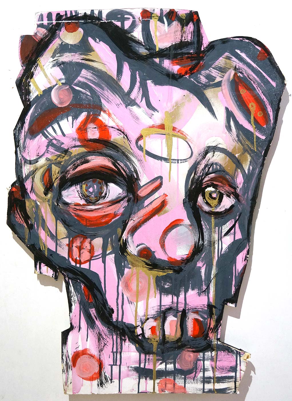So4Melone: "Pink Skull"  - salzig berlin - Mixed Media on Paper