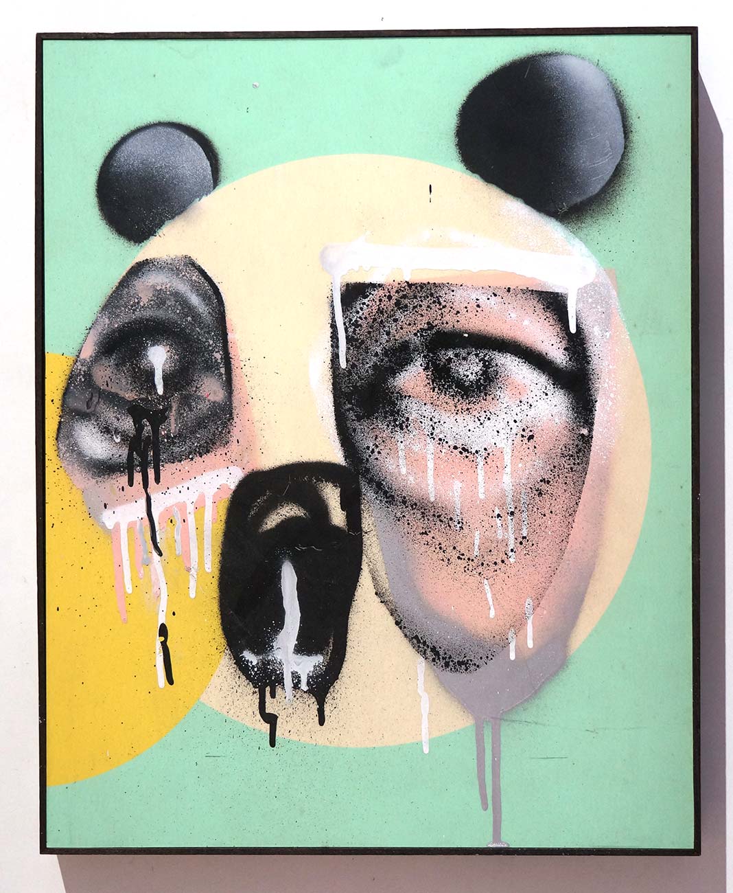 So4Melone: "Pink Panda"  - signed on the backside, May 2020 - 51 cm x 41 cm x 4,5 cm  - salzigberlin