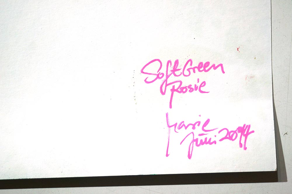 Mariestyle: "Soft Green Rosie"  - spraypaint stencil on paper  - SALZIGBerlin