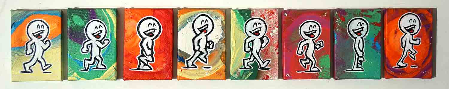 Mein lieber Prost: "Walking Series"  - mixed media on canvas - complete