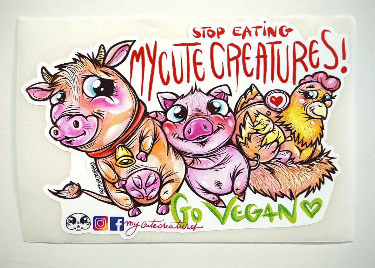 My Cute Creatures: "go vegan"  - available at salzig.berlin