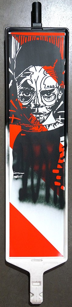 FLOCKE//ART: "Innocence III"  - Fineart Stencil / Spraypaint on safety bollard 