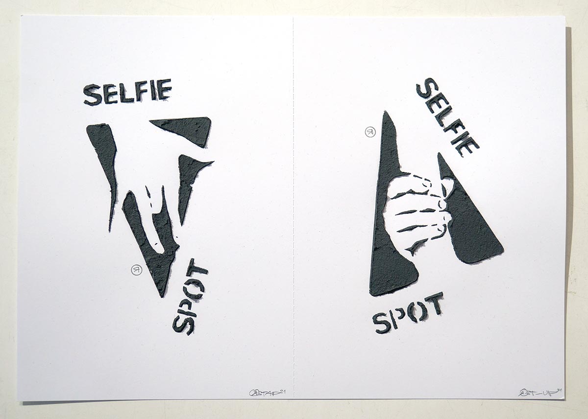 Ostap: "Selfie Spot -  2 in 1 - 3D"  - Handmade 3D Stencil - SALZIG Berlin
