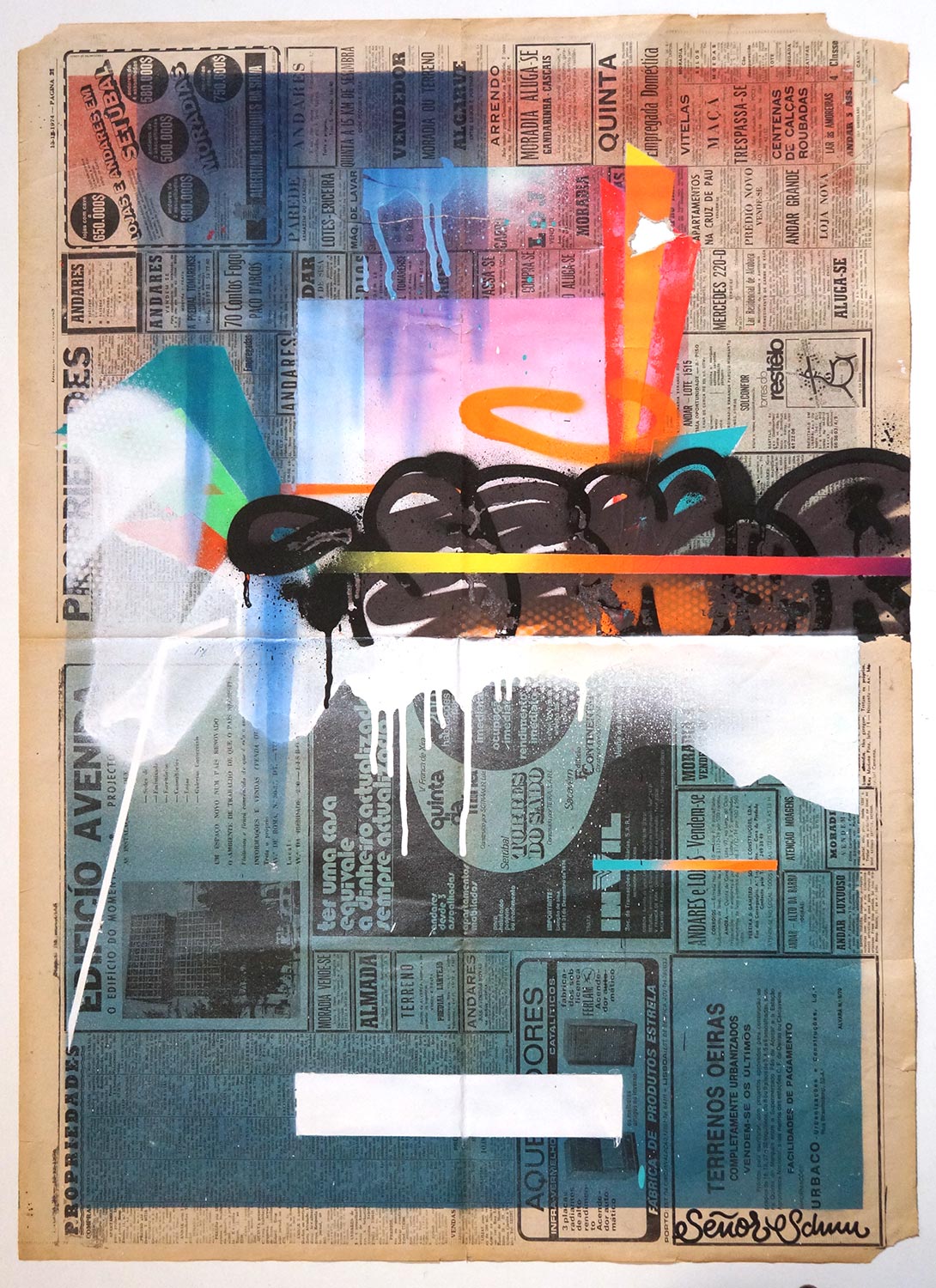 Señor Schnu: "Untitled Abstract Newspaper 1"  - Streetart gallery salzigberlin 