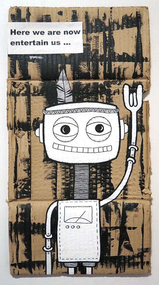 Rabea Senftenberg: "Here We Are Now Entertain Us"  - Marker and fun on Cardboard, a piece of Berlin 